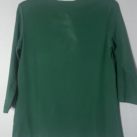 Karen Scott Whimsy Tee Women’s Petite Medium Spruce Night Christmas Trees Stones - Picture 7 of 10